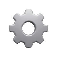 A sleek three-dimensional gear icon symbolizing technology, settings, and mechanical processes.