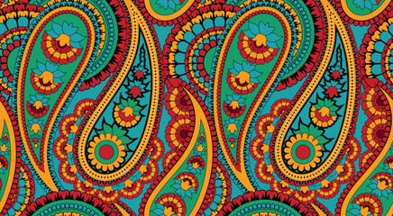 Seamless paisley pattern design. Hand draw ethnic pattern