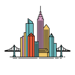 vector illustration of city line