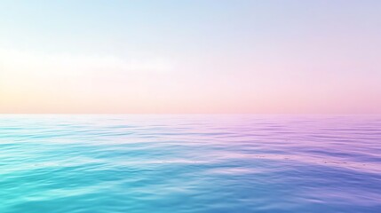 Obraz premium Blue summer sky reflects on the ocean as the sun sets over the horizon, painting a beautiful abstract landscape