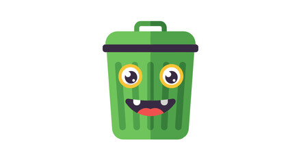 Monster Trash Can Vector Illustration &ndash; Fun and Creative Cartoon Garbage Bin Design