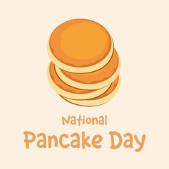 National Pancake Day. A pile of pancakes on a beige background. 