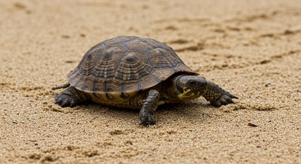 Obraz premium Tortoise on sandy beach