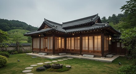 Obraz premium Traditional asian house in garden