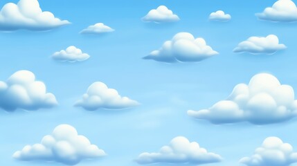 Fluffy white clouds float in a blue sky.