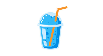 Vector Cartoon Slush Drink Illustration &ndash; Cute Colorful Beverage in Cup with Straw