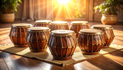 Traditional Tabla Set in Studio Light