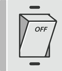 Electrical toggle switch in OFF position. Simple grayscale icon for power control and energy saving concept.