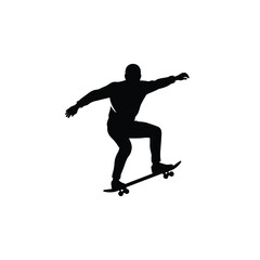 Silhouette Skateboarder Action Pose Graphic