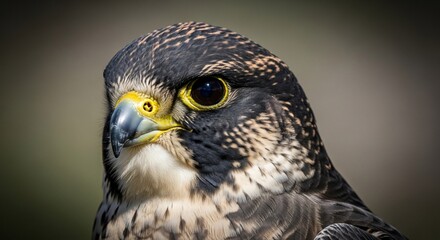 Detailed Portrait of a Peregrine Falcon Showcasing Its Sharp Features and Intense Gaze