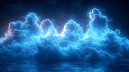 Fototapeta premium Ethereal neon gradient clouds in a dreamy mystical night sky