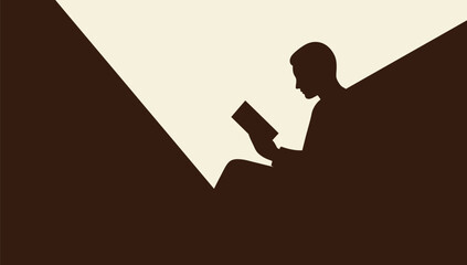 Silhouette Man Reading Book, Calm Mood
