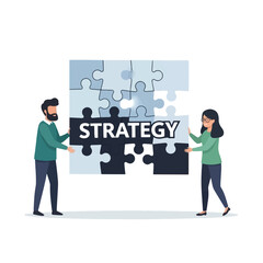 Two people holding a jigsaw puzzle with the word 