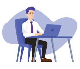 men working on laptop illustration, bussinesmen with laptop illustration