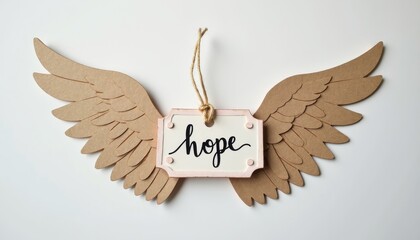 Obraz premium Inspirational Craft Display with Elegant Wings and Hope Tag