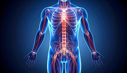 Visualizing Human Anatomy Showing Blood Vessels and Skeleton