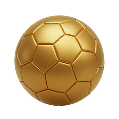 Fototapeta premium A brilliant golden soccer ball with intricate paneling stands as a symbol of sporting success and ultimate achievement.