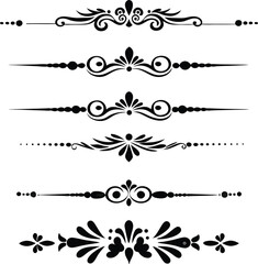 Fototapeta premium Black page dividers elements on white background 