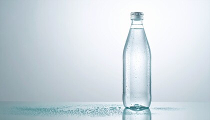 Premium Water Bottle on Reflective Glass Surface — Minimalist High-End Product Shot with Dew Drops