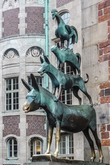 Bremen Town Musicians (Bremer Stadtmusikanten )in the Old Town, Bremen, Germany