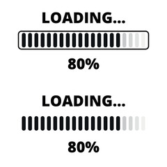 Loading bars in different gray designs isolated on a transparent background for websites and graphic resources. 80% loaded bar.
