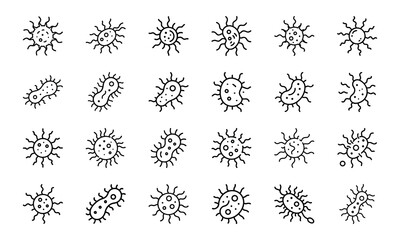 Medical Healthcare Line Art Icons Collection: Syringe, Stethoscope, Hospital Equipment, Organ, and Doctor Symbols with Outline Style and Subtle Glow