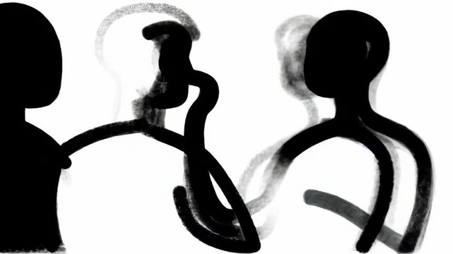 Abstract silhouettes of three figures