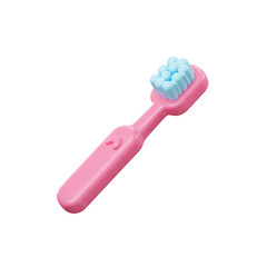 A pink and blue children's toothbrush for daily dental hygiene and oral care.