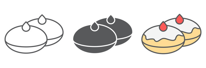 Hanukkah doughnut icon collection, bakery and dessert, hanukkah donut sign vector set graphics, editable stroke linear icon, eps 10