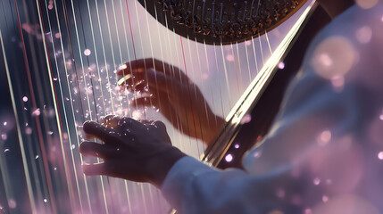 Harpist's Hands: A Symphony of Light and Sound