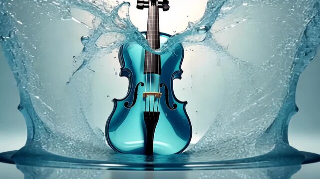 violin on blue background