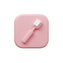 Obraz premium An adorable pink toothbrush with fluffy white bristles represents essential daily oral hygiene and self-care practices.