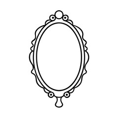 a line art drawing of a vintage mirror illustration