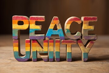 Banner with words: peace, unity, equality, UN Day