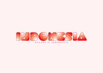 indonesia typography wordmark stepped gradient vector design template background