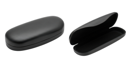 Black glasses case protective storage isolated PNG with Transparent Background