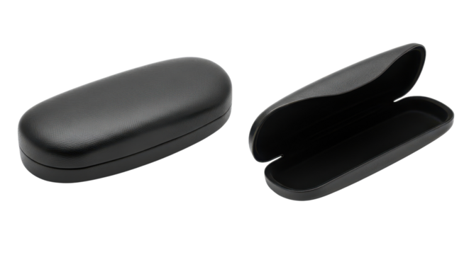 Black glasses case protective storage isolated PNG with Transparent Background