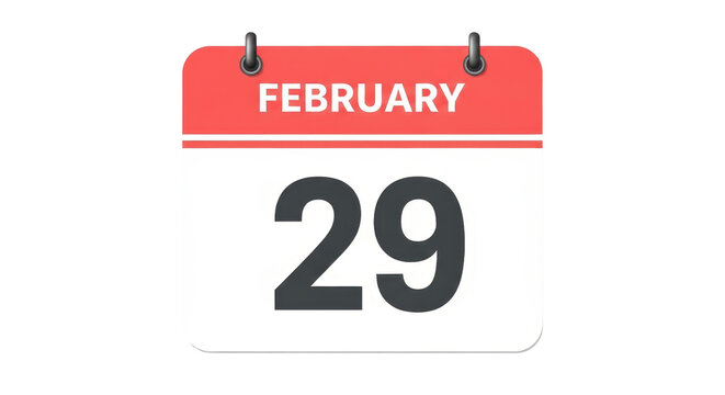 Calendar showing February 29, leap day isolated PNG with Transparent Background - Powered by Adobe
