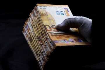 Large Euro Bills of Illicit Cash or Dirty Mone: Underworld Economy