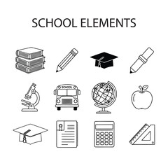 school icons set