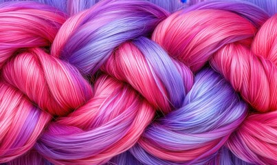 Vibrant pink purple braided hair abstract colorful texture and fashion