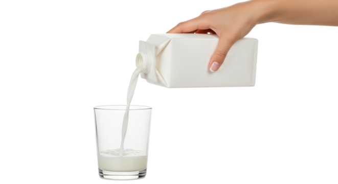 Pouring milk into a glass isolated PNG with Transparent Background