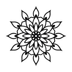intricate floral mandala design in black and white