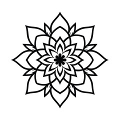intricate floral mandala design in black and white