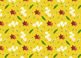 eps format vector seamless pattern with autumn leaves flowers 