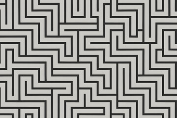 A repeating black and grey maze pattern creates an interesting visual texture.