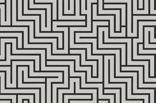 A repeating black and grey maze pattern creates an interesting visual texture.