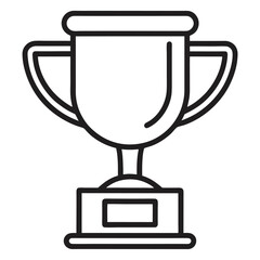 Simple Black and White Line Drawing of a Trophy for a Winner or Competition