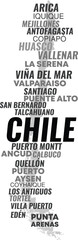 Vector Map of Chile with Cities and Landmarks – Black and White Typography Design