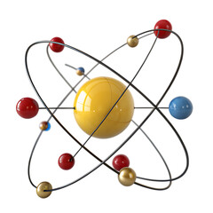 Abstract model of an atom with electrons orbiting a nucleus